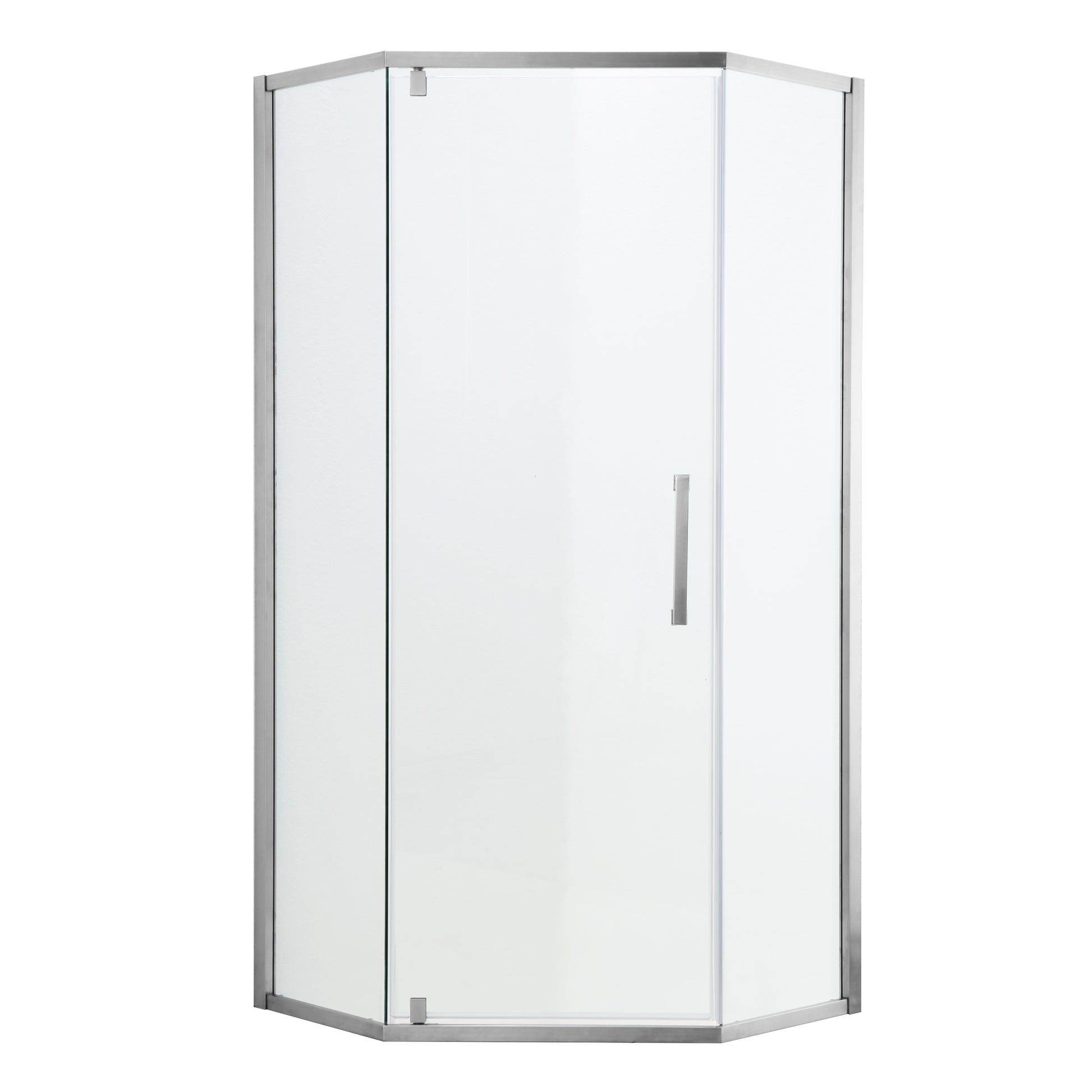 Shower Door 34 1 8" X 72" Semi Frameless Neo Angle Hinged Shower Enclosure, Chrome Chrome Glass