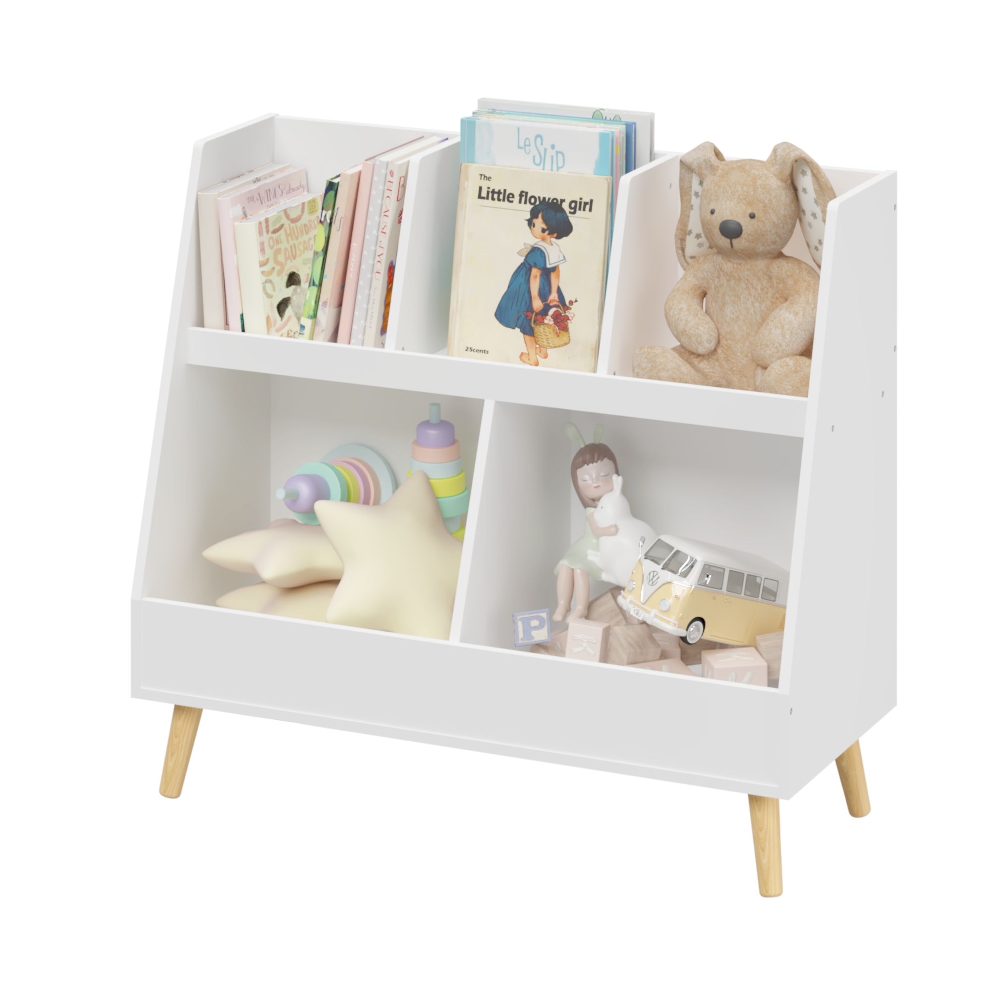 Kids Bookshelf and Toy Organizer, 5 Cubbies