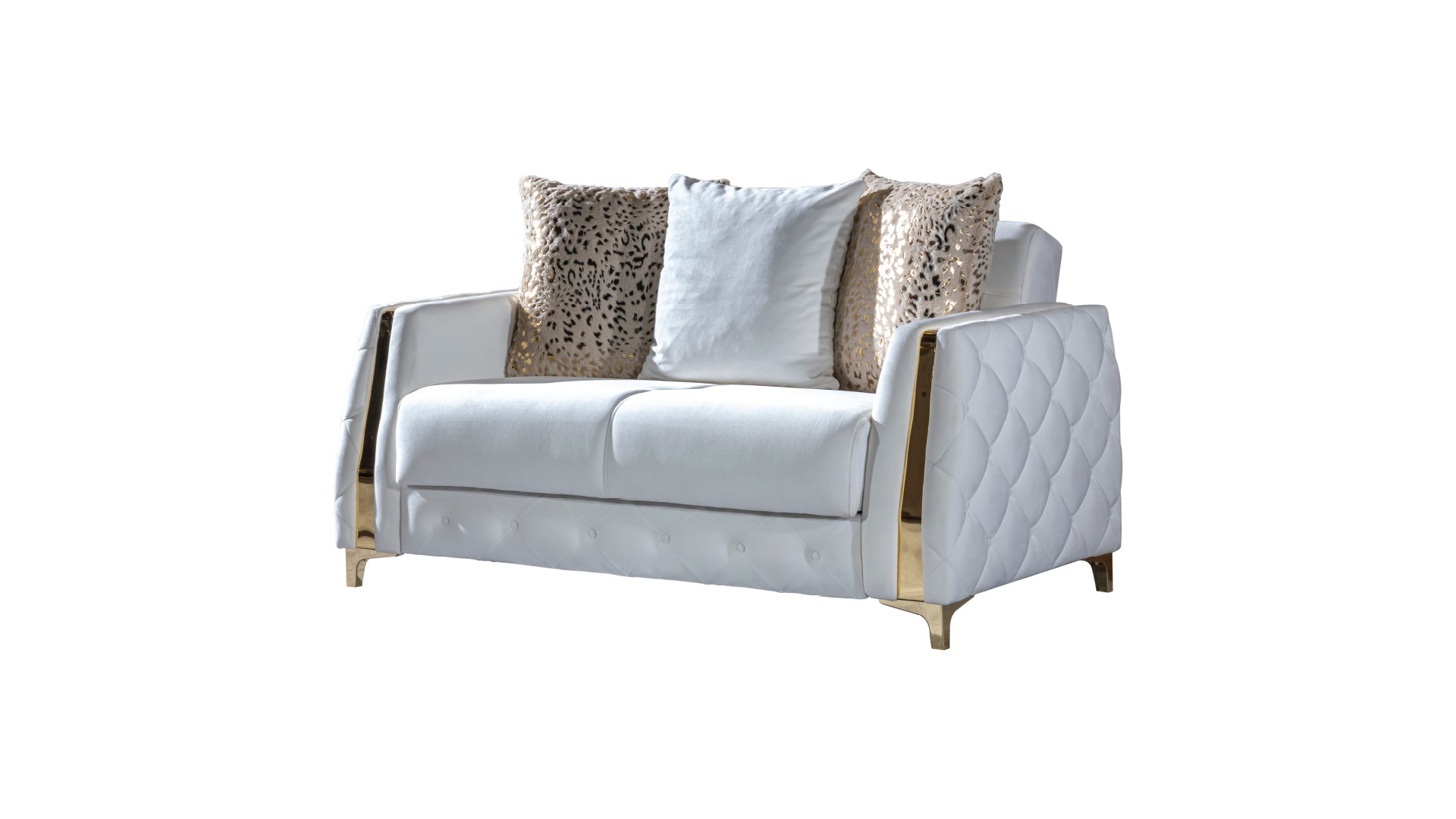 Lust Modern Style Loveseat In Off White Off White Wood Primary Living Space Modern Upholstered Wood