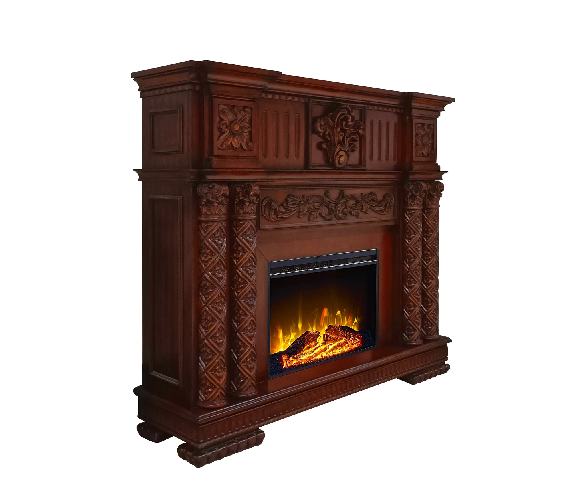 ACME Vendome FIREPLACE Cherry Finish AC01312 cherry-solid wood+mdf