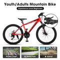 A24299 24 Inch Mountain Bike Bicycle For Adults Aluminium Frame Bike Shimano 21 Speed With Disc Brake Cycling Red Without Anti Slip Garden & Outdoor American Design Multifunctional Aluminium