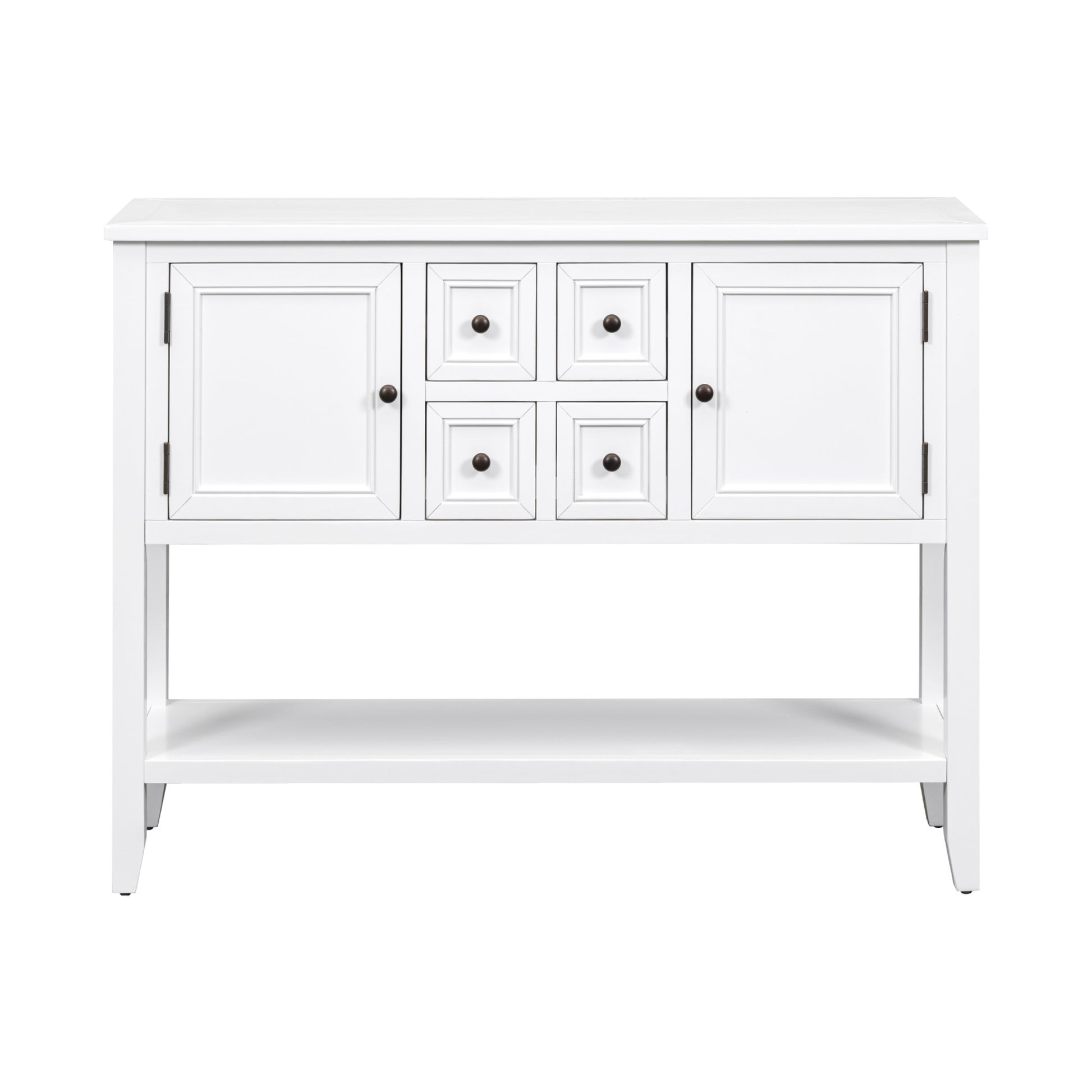 Cambridge Series Large Storage Vintage Console Table With Four Small Drawers And Bottom Shelf For Living Rooms, Entrances And Kitchens White, Old Sku: Wf190263Aaa White Solid Wood Mdf