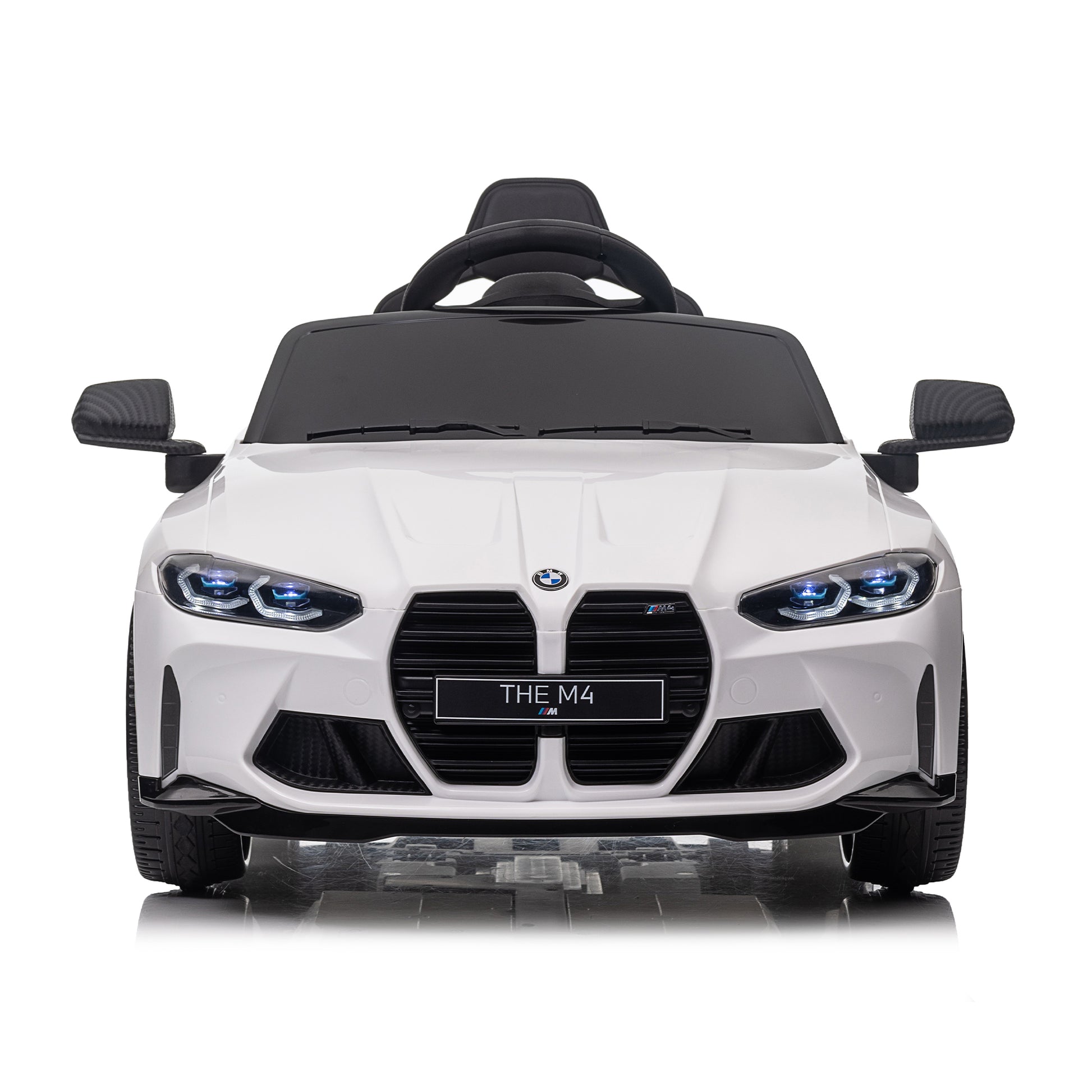 Bmw M4 12V Kids Ride On Toy Car 2.4G W Parents Remote Control,Three Speed Adjustable,Power Display, Usb,Mp3 ,Bluetooth,Led Light,Story,A Handle With Wheels And A Pull, Easy To Carry White Polyethylene