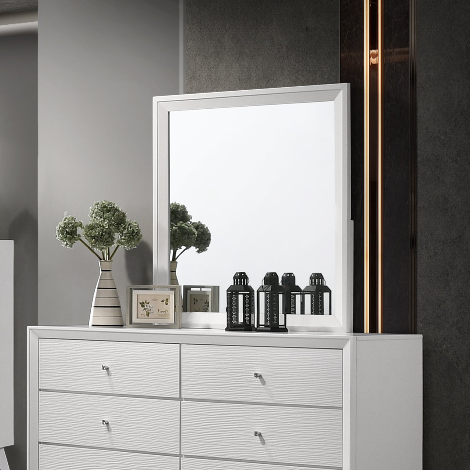 Cerys Mirror White Finish Bd01560 White Mdf