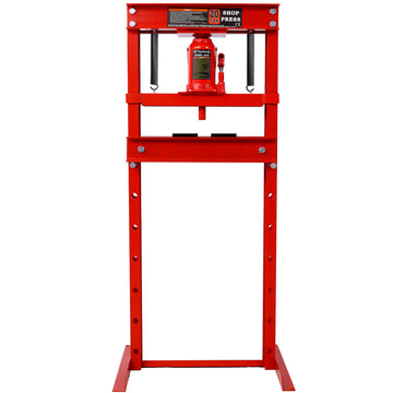 20 Ton Bottle Jack Shop Press, Bend, Straighten, Or Press Parts, Install Bearings, U Joints, Bushings, Ball Joints, And Pulleys,Red Red Steel