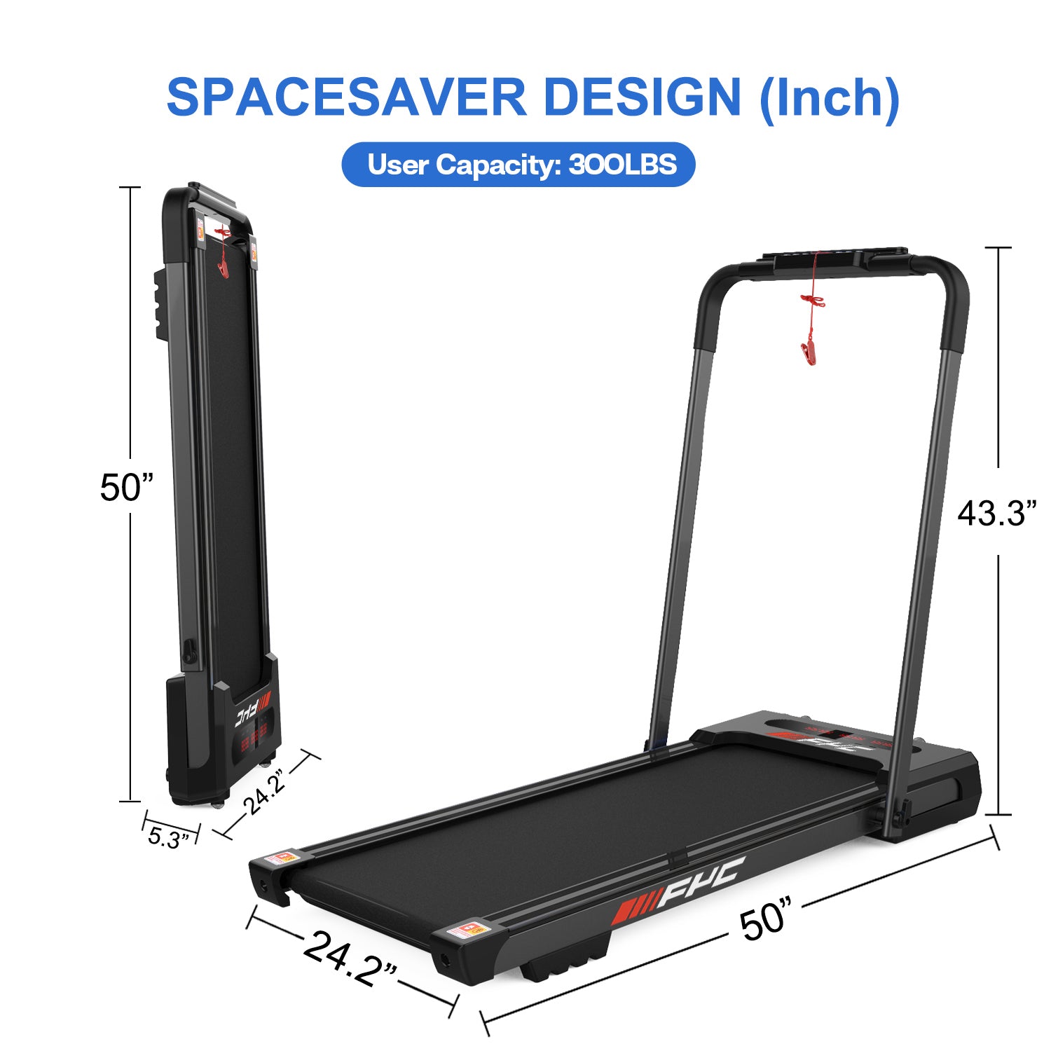 Fyc Under Desk Treadmill 2 In 1 Folding Treadmill For Home 3.5 Hp, Installation Free Foldable Treadmill Compact Electric Running Machine, Remote Control & Led Display Walking Running Jogging For Hom Black Steel