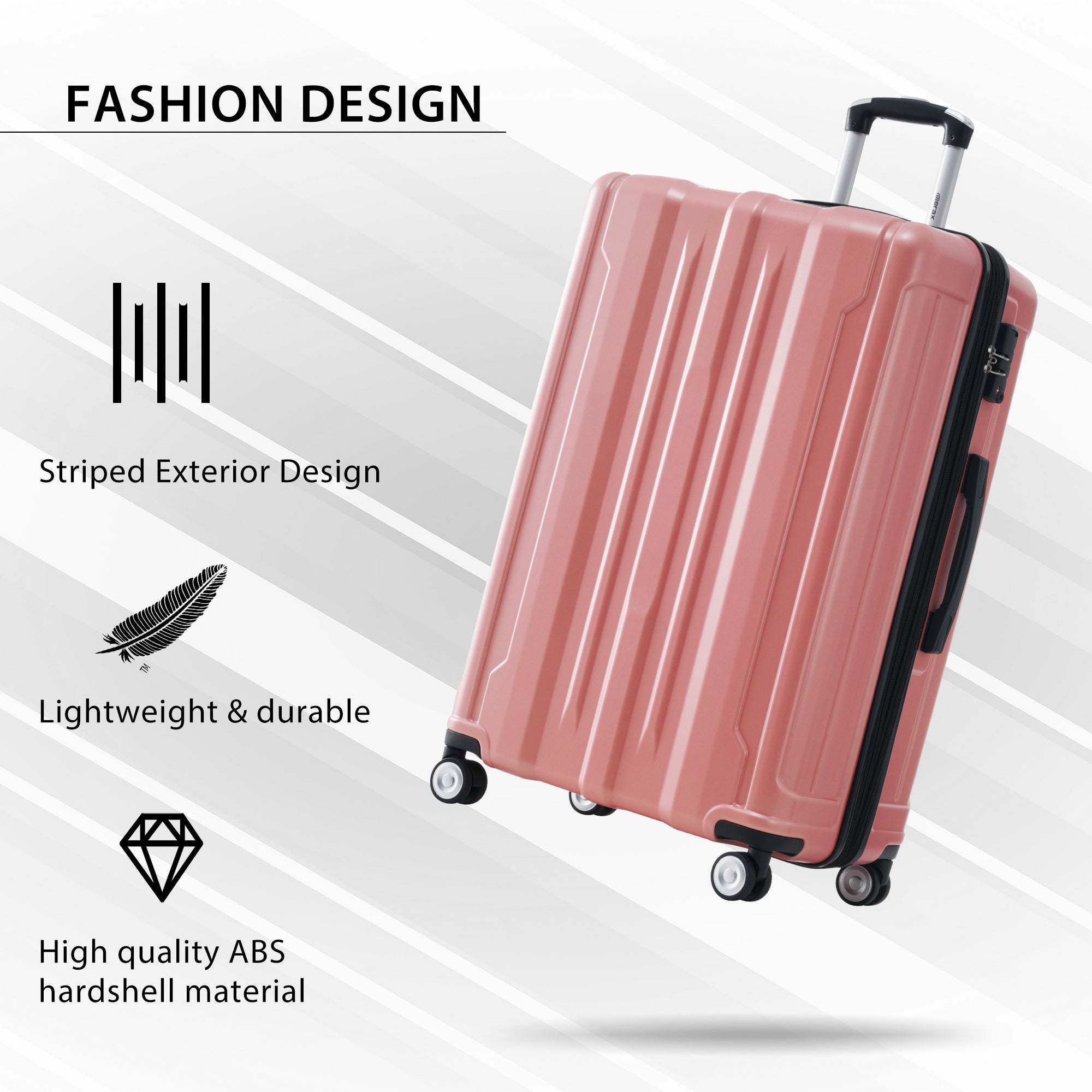 Hardside Luggage Sets 3 Pieces, Expandable Luggages pink-abs