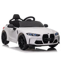 Bmw M4 12V Kids Ride On Toy Car 2.4G W Parents Remote Control,Three Speed Adjustable,Power Display, Usb,Mp3 ,Bluetooth,Led Light,Story,A Handle With Wheels And A Pull, Easy To Carry White Polyethylene