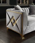 Velencia Modern Style Loveseat In Silver Silver Wood Primary Living Space Modern Upholstered Wood