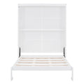 Queen Size Murphy Bed Wall Bed With Shelves,White White Solid Wood Mdf