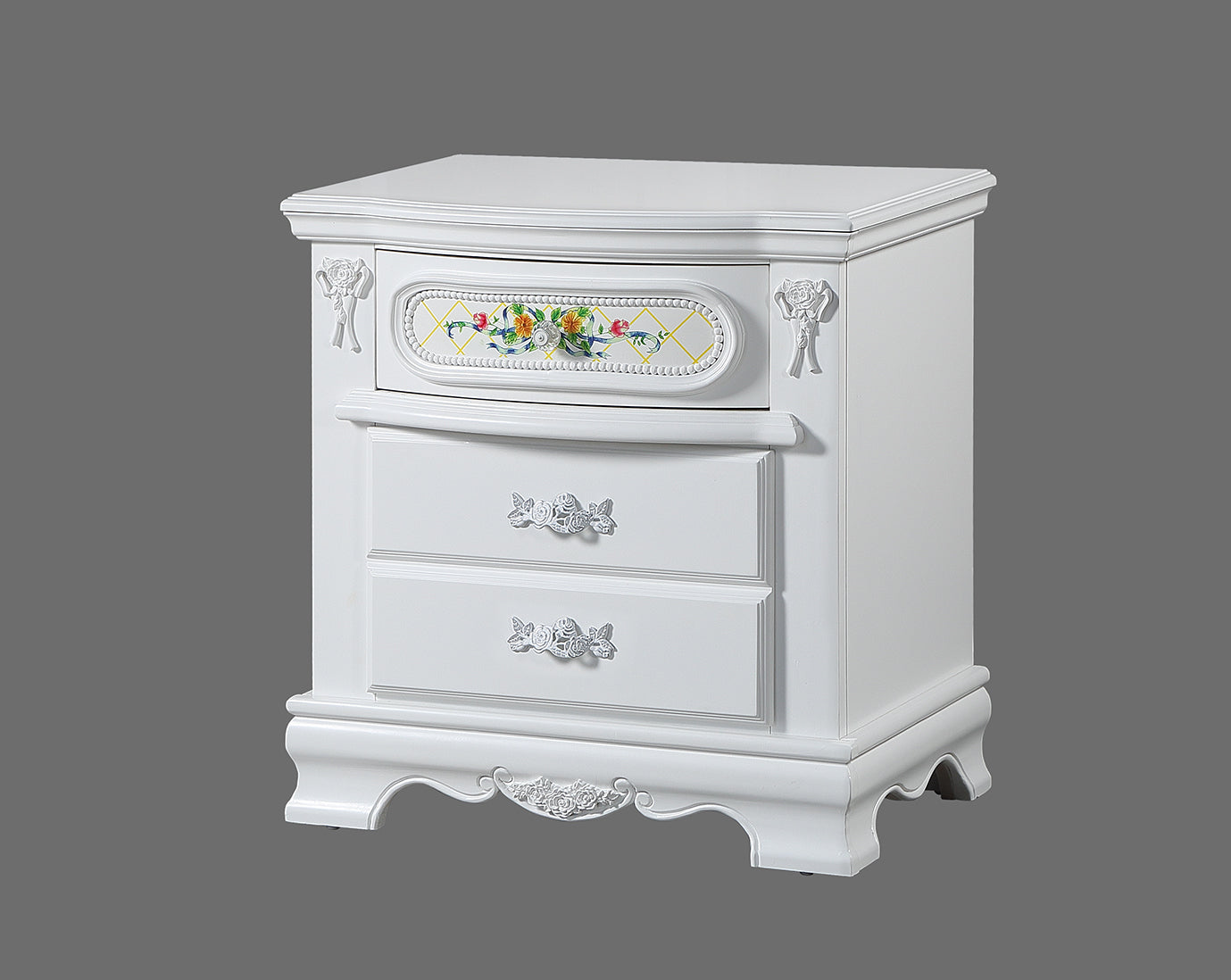 Flora Nightstand, White Finish Bd01639 White Wood