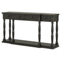 Retro Senior Console Table For Hallway Living Room Bedroom With 4 Front Facing Storage Drawers And 1 Shelf Antique Black Mdf