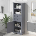 Bathroom Storage Cabinet, Tall Storage Cabinet With Two Drawers, Open Storage, Adjustable Shelf, Grey Grey Mdf