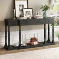 Retro Senior Console Table For Hallway Living Room Bedroom With 4 Front Facing Storage Drawers And 1 Shelf Antique Black Mdf