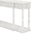 Retro Senior Console Table For Hallway Living Room Bedroom With 4 Front Facing Storage Drawers And 1 Shelf Antique White Mdf