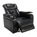 270 Degree Swivel Pu Leather Power Recliner Individual Seat Home Theater Recliner With Comforable Backrest, Tray Table, Phone Holder, Cup Holder, Usb Port, Hidden Arm Storage For Living Room, Black Black Foam Pu Leather