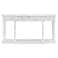 Retro Senior Console Table For Hallway Living Room Bedroom With 4 Front Facing Storage Drawers And 1 Shelf Antique White Mdf