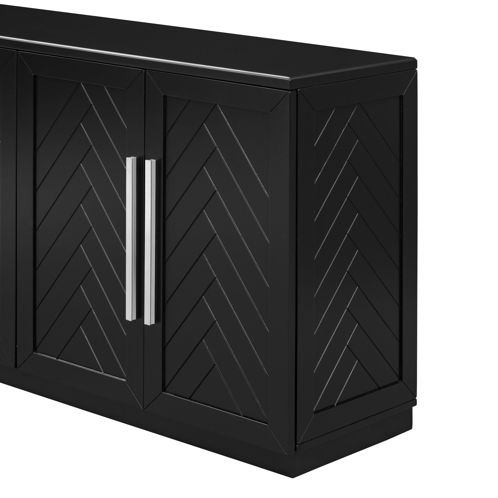Sideboard with 4 Doors Large Storage Space black-solid wood+mdf