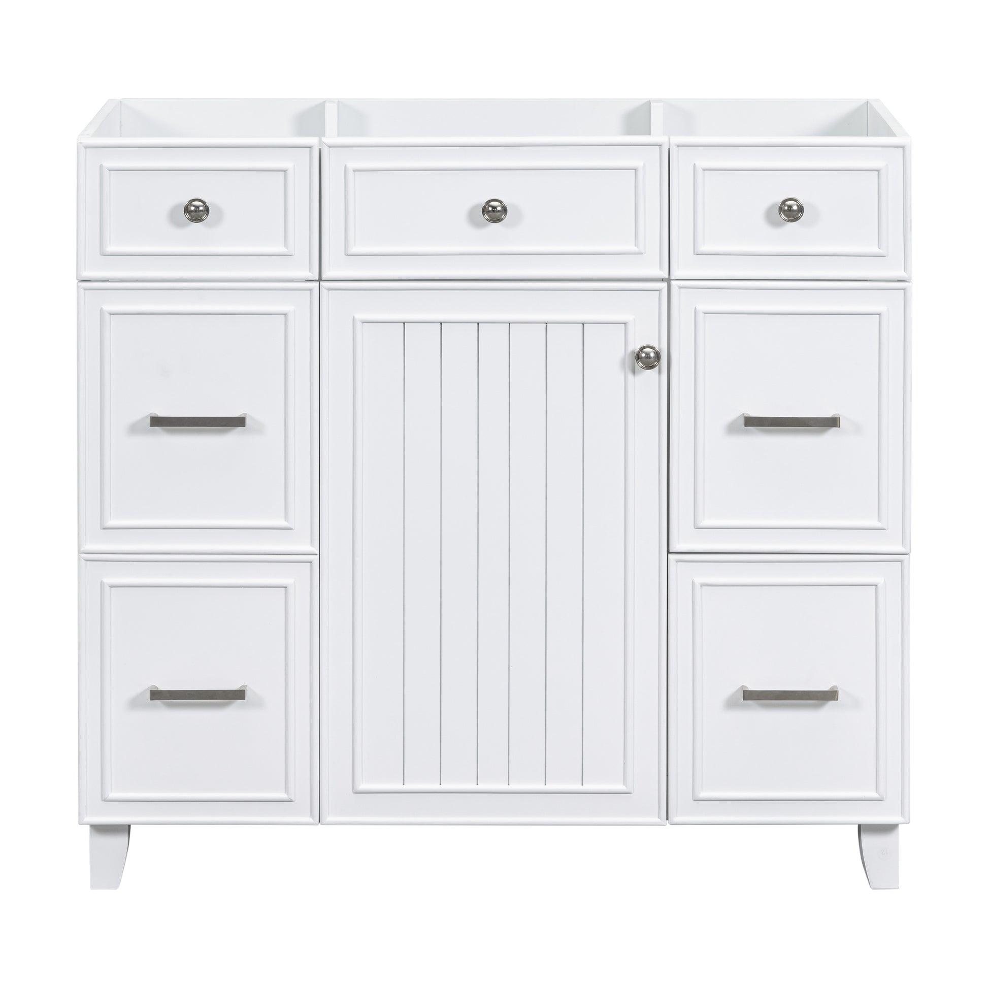 Cabinet Only 36" White Bathroom Vanity Sink Not Included White Solid Wood Mdf Resin