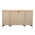 Retro Sideboard Glass Door with Curved Line natural wood-mdf