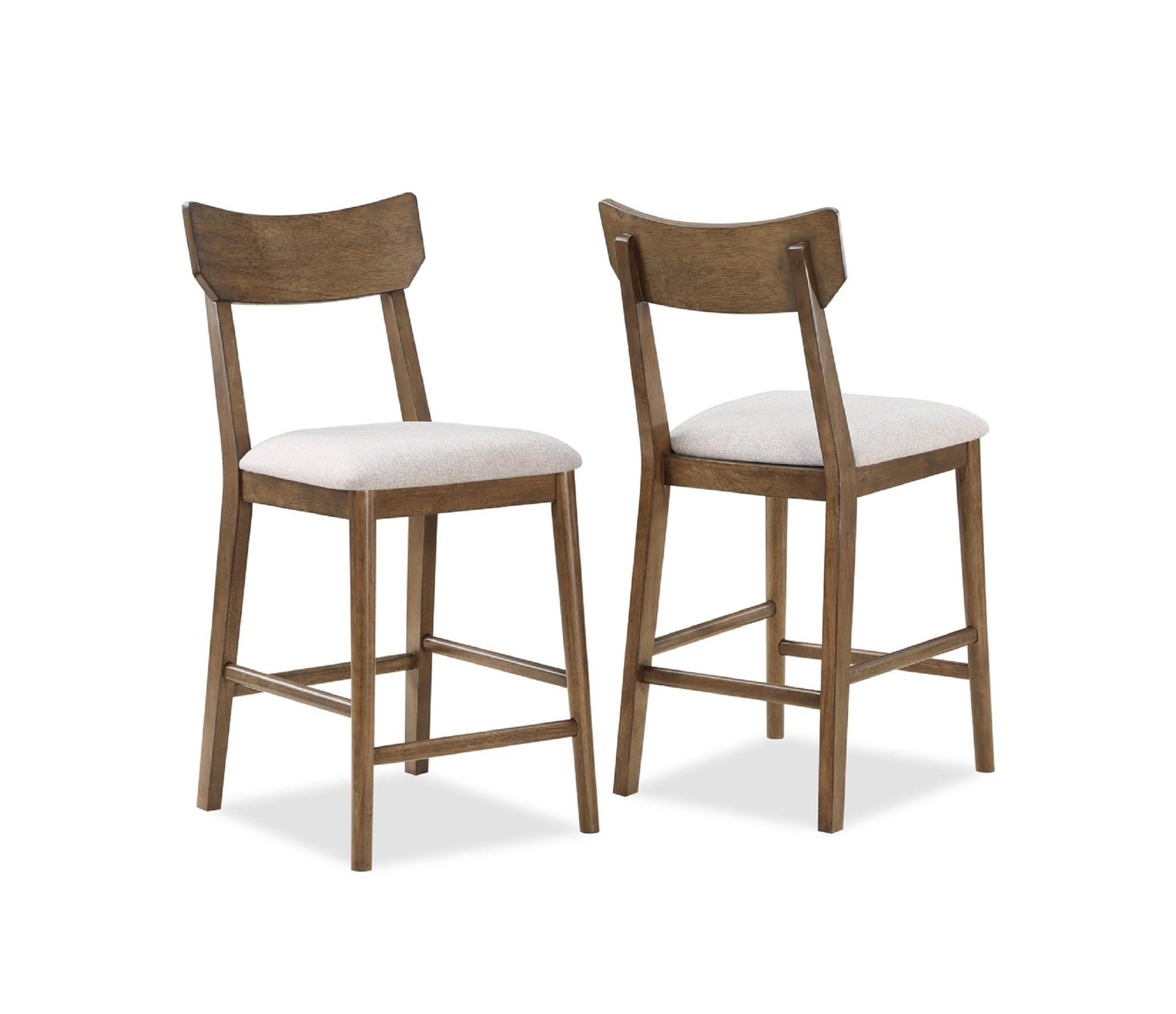 2pc Mid Century Modern Counter Height Dining Stool brown-mid-century modern-bar stools-open