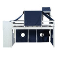 Twin Size Loft Bed With Tent And Tower Blue Blue Solid Wood