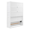 Full Size Murphy Bed Wall Bed With Shelves,White White Solid Wood Mdf
