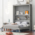 Full Size Murphy Bed Wall Bed With Shelves,Gray Gray Solid Wood Mdf