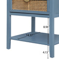 American Furniture,2 Drawer Side Table,Naturel Rattan,End Table,Suitable For Bedroom, Living Room, Study Blue Mdf