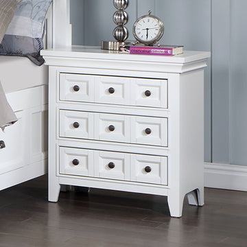 Transitional Style White Color Solid Wood 1Pc Nightstand Only Bedroom Furniture Bedside Table Round Knobs 3 Drawers Nightstand White 3 Drawers Bedroom Bedside Cabinet Classic,Transitional Solid Wood White Solid Wood