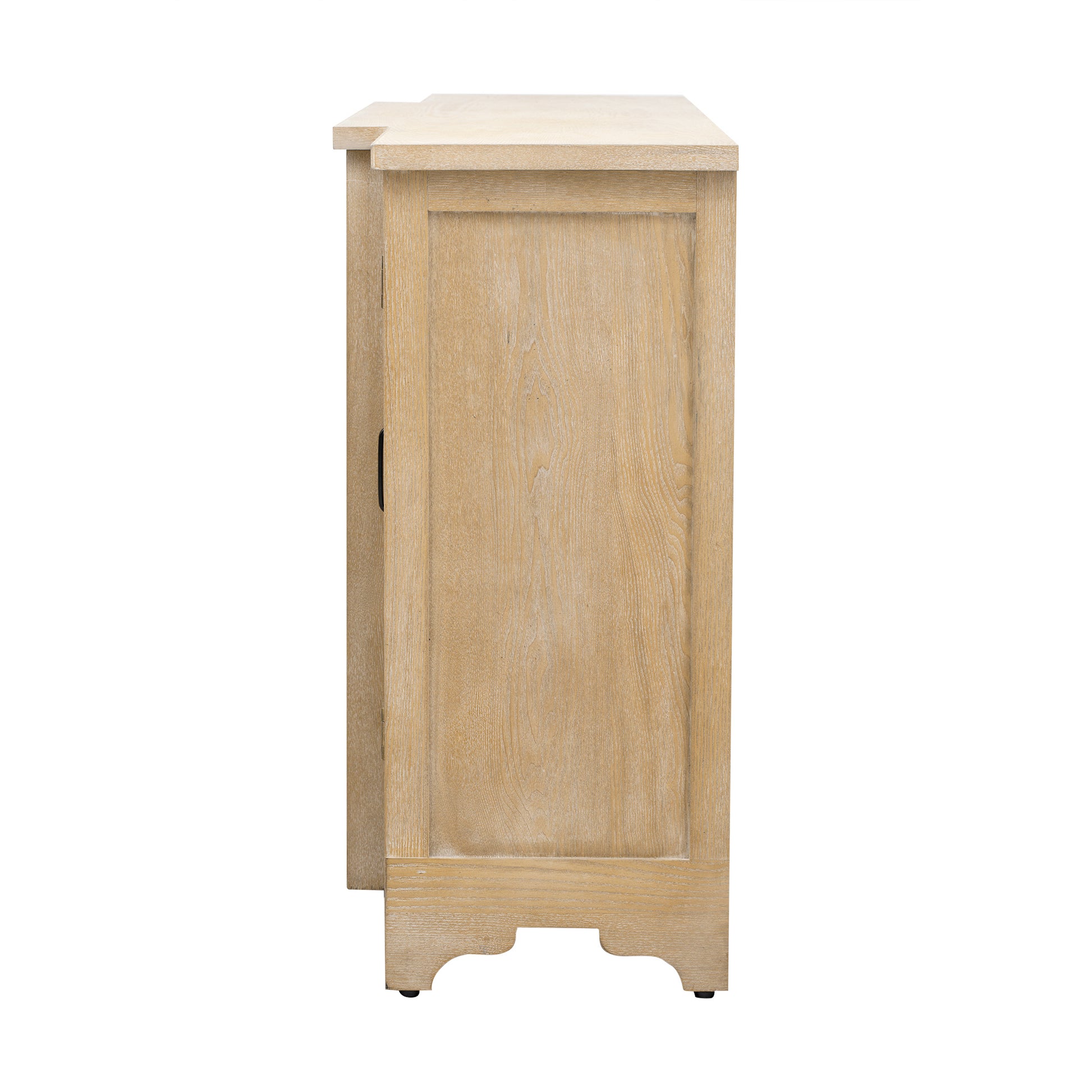 Retro Sideboard Glass Door with Curved Line natural wood-mdf