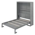 Full Size Murphy Bed Wall Bed With Shelves,Gray Gray Solid Wood Mdf