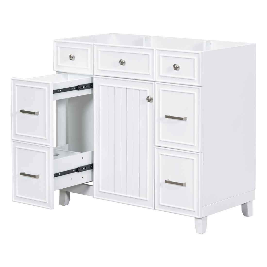 Cabinet Only 36" White Bathroom Vanity Sink Not Included White Solid Wood Mdf Resin