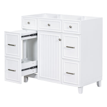 Cabinet Only 36" White Bathroom Vanity Sink Not Included White Solid Wood Mdf Resin