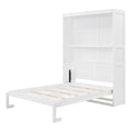 Full Size Murphy Bed Wall Bed With Shelves,White White Solid Wood Mdf