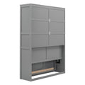 Full Size Murphy Bed Wall Bed With Shelves,Gray Gray Solid Wood Mdf