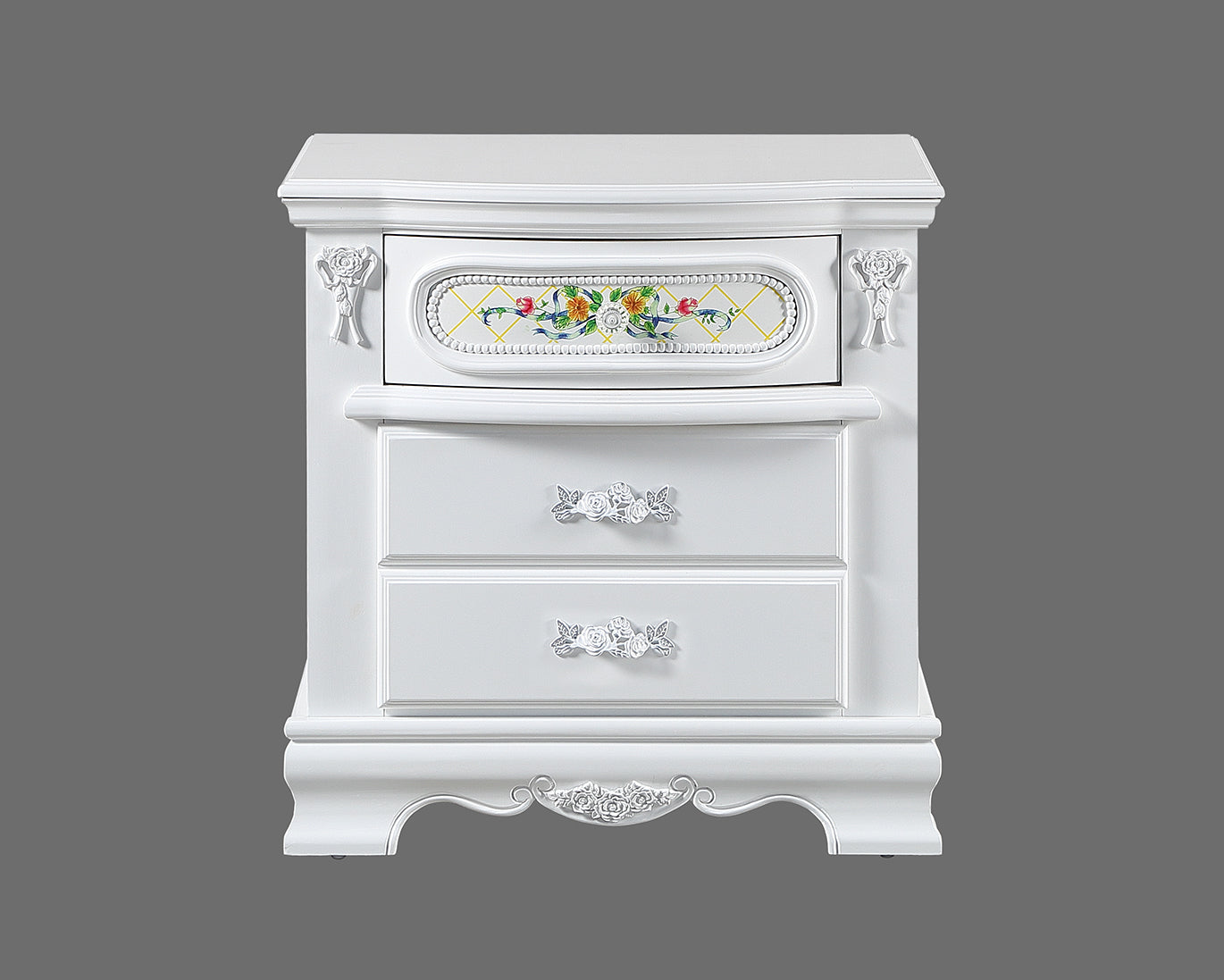 Flora Nightstand, White Finish Bd01639 White Wood