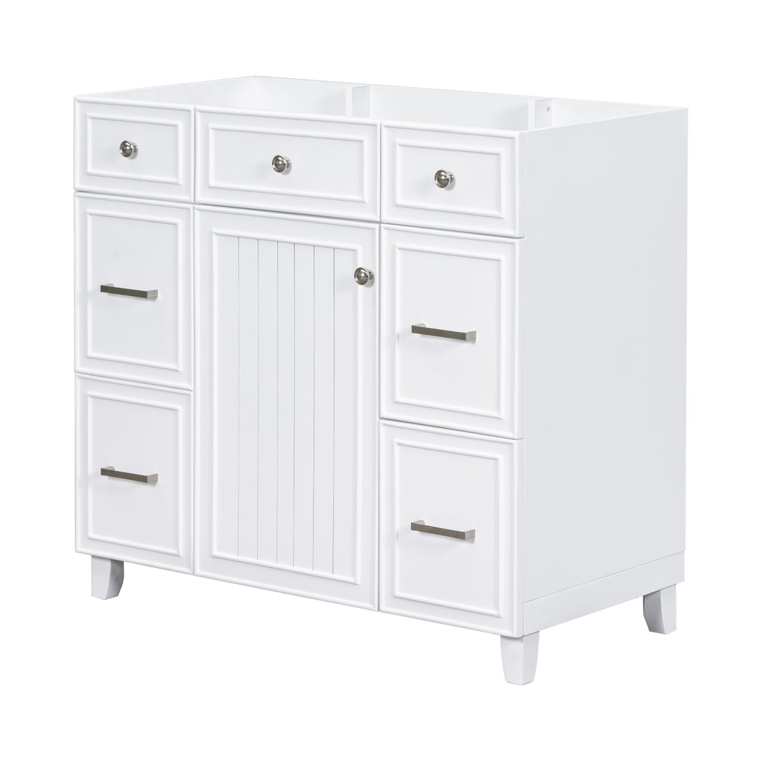 Cabinet Only 36" White Bathroom Vanity Sink Not Included White Solid Wood Mdf Resin