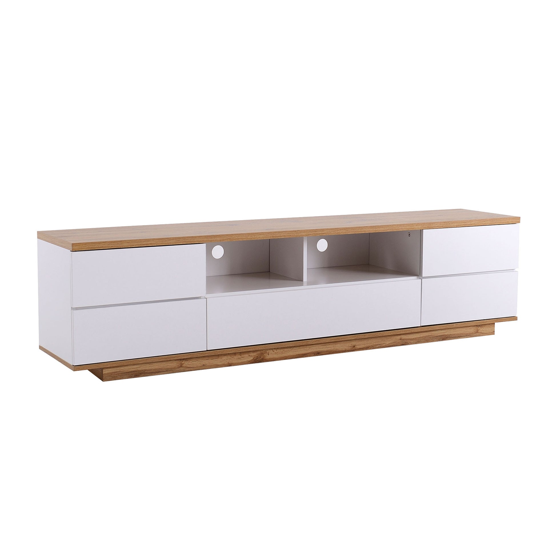 Modern Tv Stand For Tvs Up To 80''Media Console With Multi Functional Storage, Entertainment Center With Door Rebound Device, Tv Cabinet For Living Room,Bedroom White Natural Primary Living Space 70 79 Inches 70 79 Inches 75 Inches Mdf