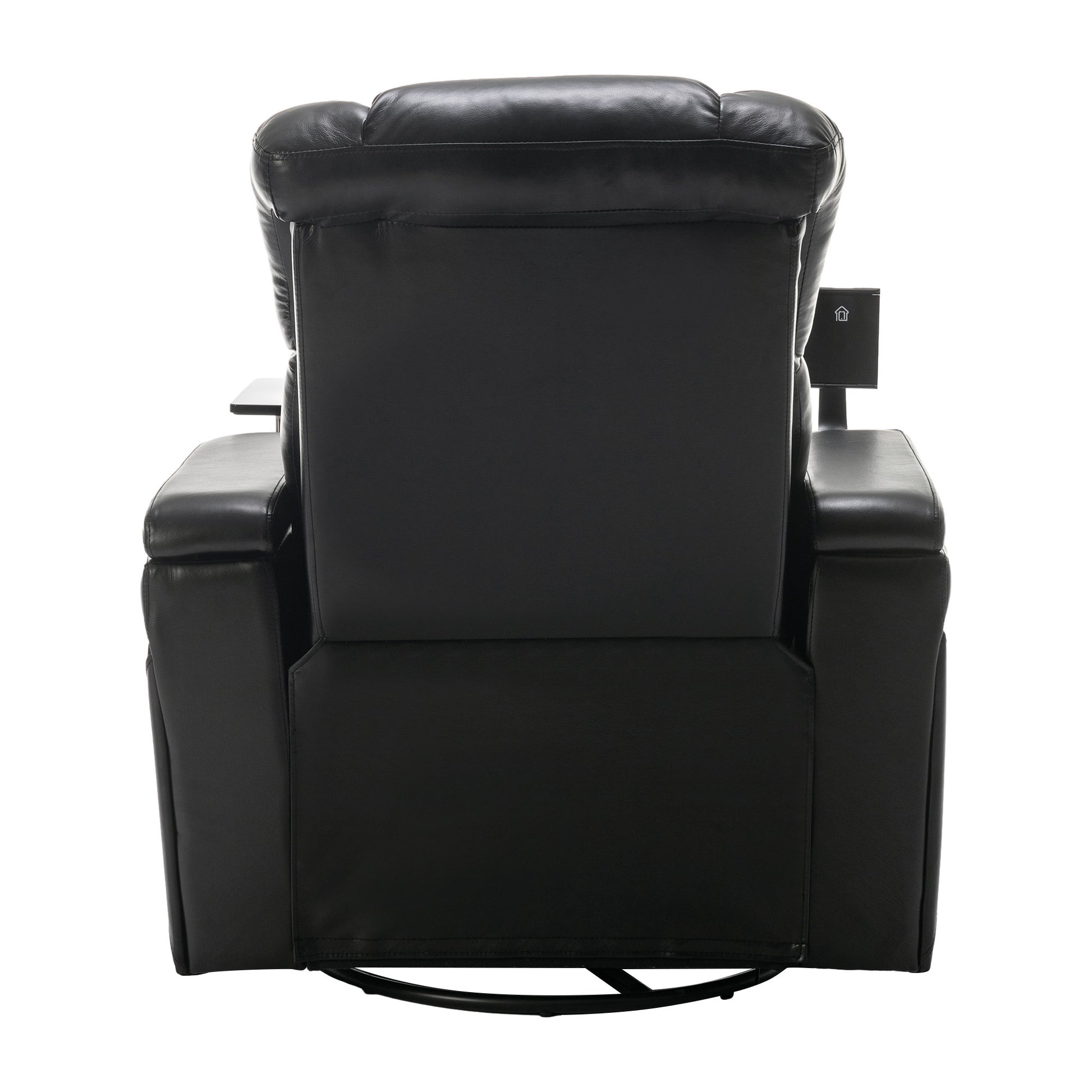 270 Degree Swivel Pu Leather Power Recliner Individual Seat Home Theater Recliner With Comforable Backrest, Tray Table, Phone Holder, Cup Holder, Usb Port, Hidden Arm Storage For Living Room, Black Black Foam Pu Leather