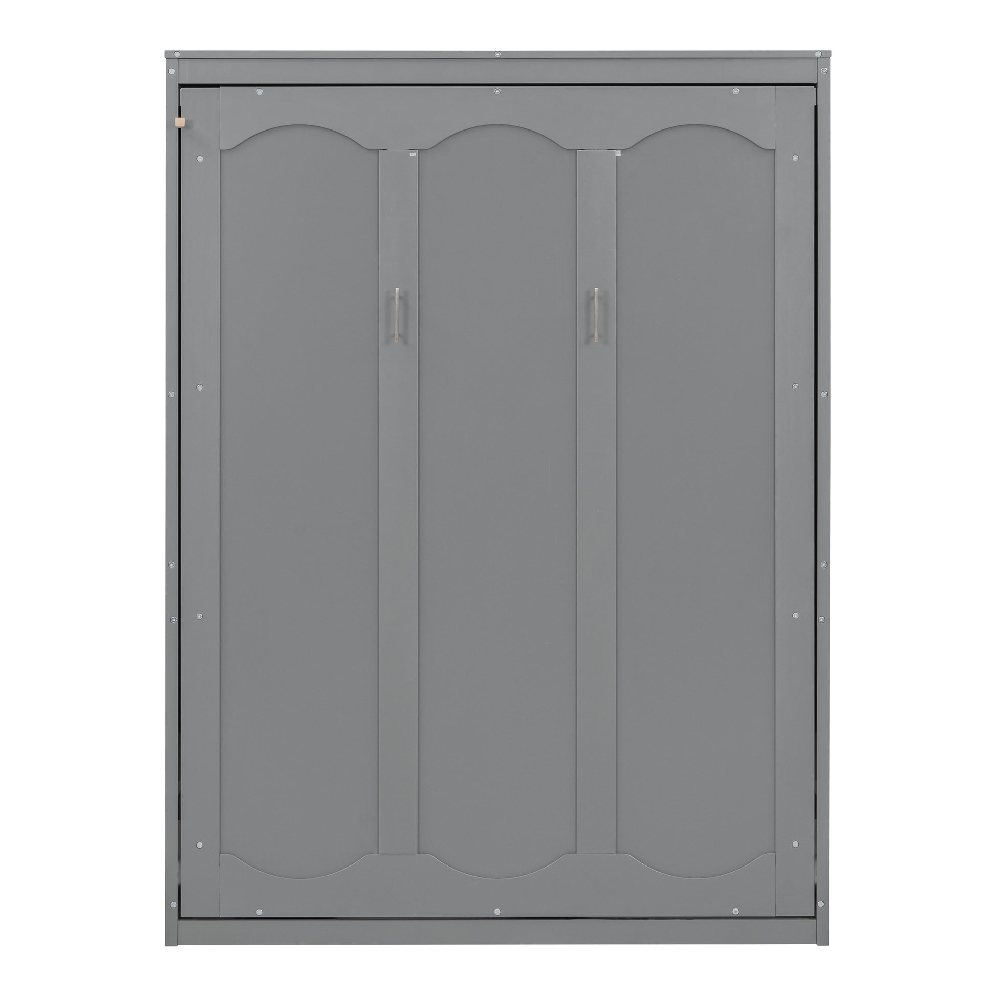Full Size Murphy Bed Wall Bed With Shelves,Gray Gray Solid Wood Mdf