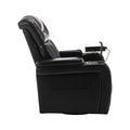 270 Degree Swivel Pu Leather Power Recliner Individual Seat Home Theater Recliner With Comforable Backrest, Tray Table, Phone Holder, Cup Holder, Usb Port, Hidden Arm Storage For Living Room, Black Black Foam Pu Leather