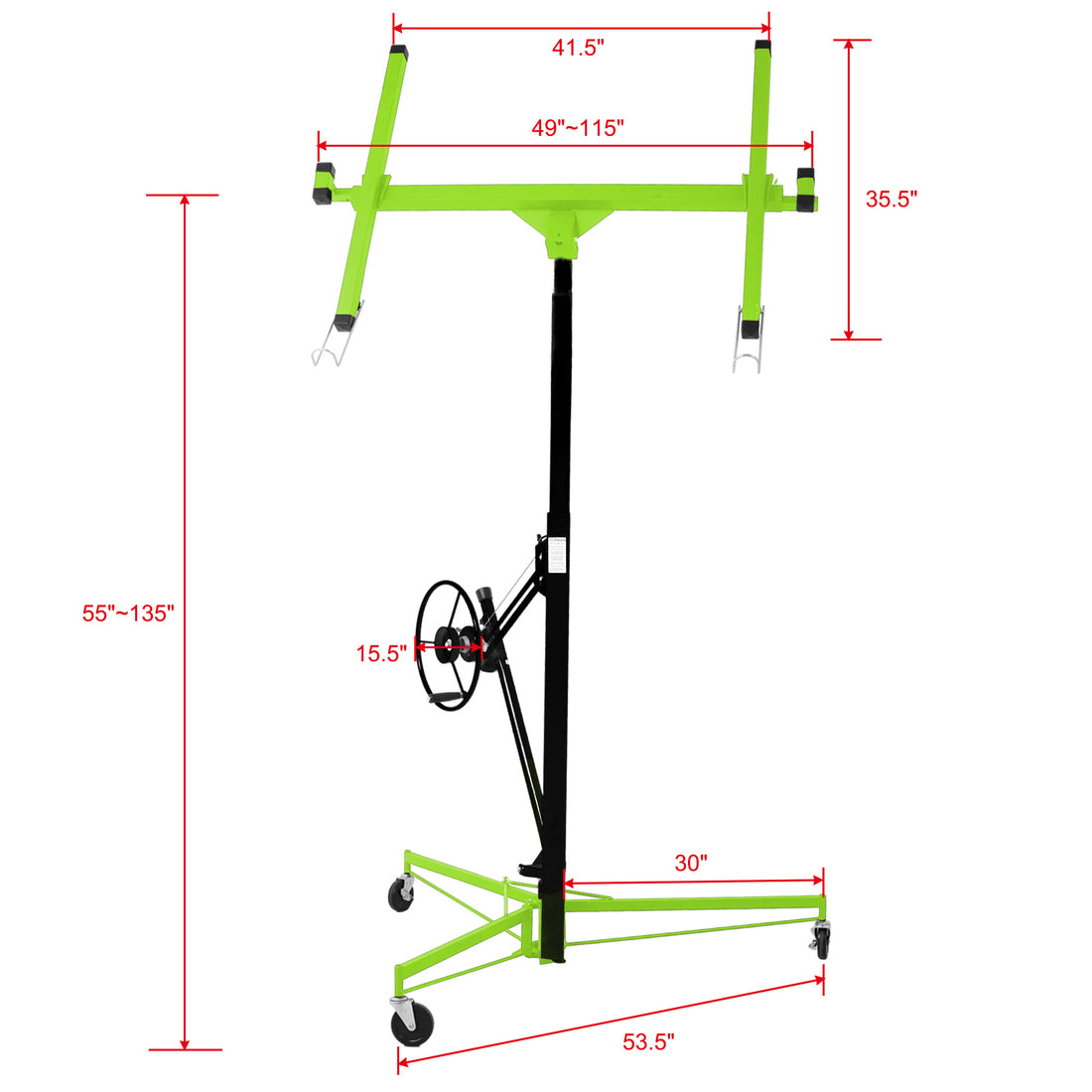 Drywall Lift Panel 11' Lift Drywall Panel Hoist Jack Lifter,Green Black Green Steel