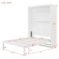 Full Size Murphy Bed Wall Bed With Shelves,White White Solid Wood Mdf
