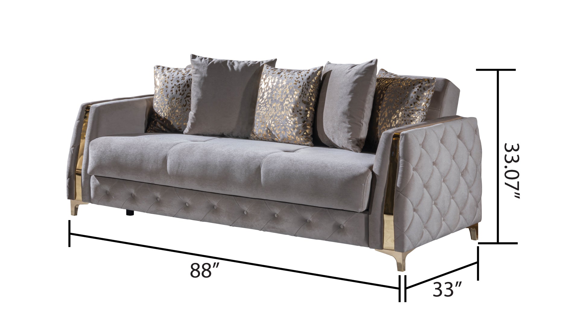 Modern Style Sleeper Sofa Made With Wood In Taupe Taupe Velvet Wood Primary Living Space Medium Firm Tufted Back Modern Upholstered Wood 3 Seat