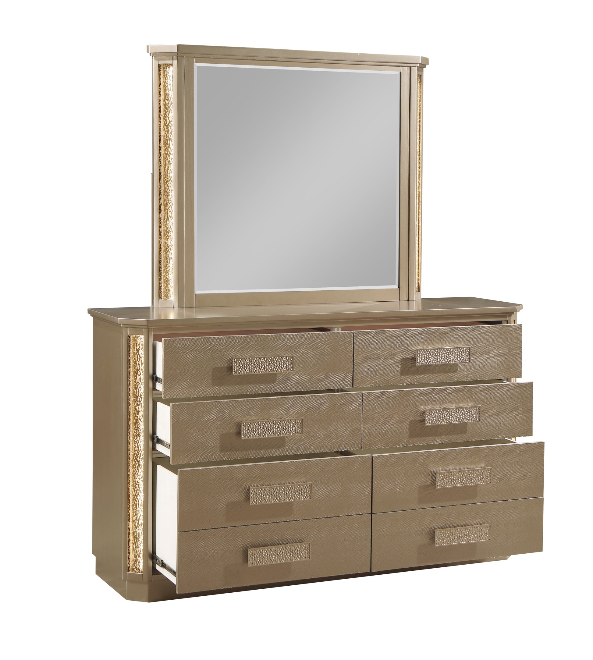 Medusa Dresser Made With Wood In Gold Finish Gold Bedroom Contemporary,Modern Wood