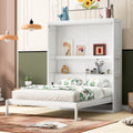 Queen Size Murphy Bed Wall Bed With Shelves,White White Solid Wood Mdf