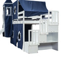 Twin Size Loft Bed With Tent And Tower Blue Blue Solid Wood