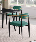 Modern Contemporary 5Pc Dining Set Black Sintered Stone Table And Green Chairs Fabric Upholstered Stylish Furniture Blackish Green Seats 4 Dining Room 60 Inches Contemporary,Modern,Ultra Modern Rectangular Dining Table With Chair Sintered Stone