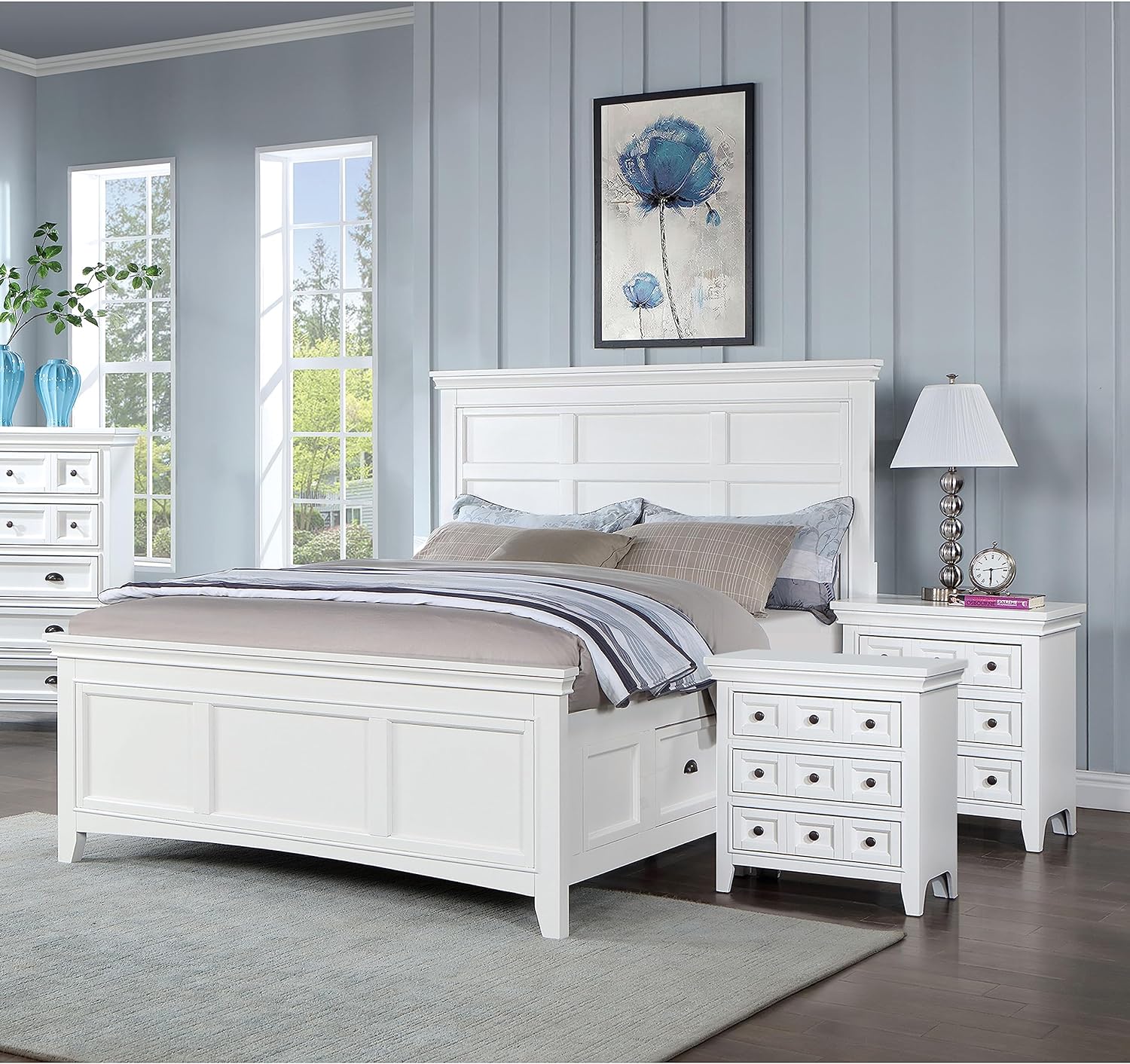 Transitional Style White Color Solid Wood 1Pc Nightstand Only Bedroom Furniture Bedside Table Round Knobs 3 Drawers Nightstand White 3 Drawers Bedroom Bedside Cabinet Classic,Transitional Solid Wood White Solid Wood